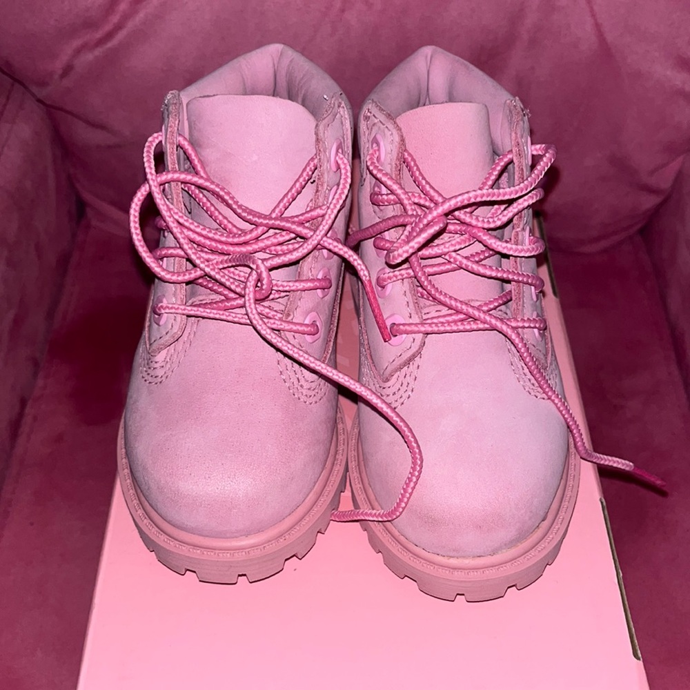 Pink Timberland boots .